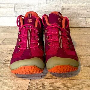 Merrell Pink Kids Waterproof Hiking Lace up Boots Size 13.5